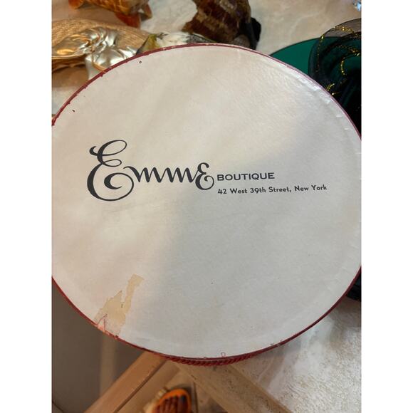 Vintage Emme NY Feather Pillbox Hat and Box Fascinator Hair Clips Perfect Fit - Picture 5 of 8